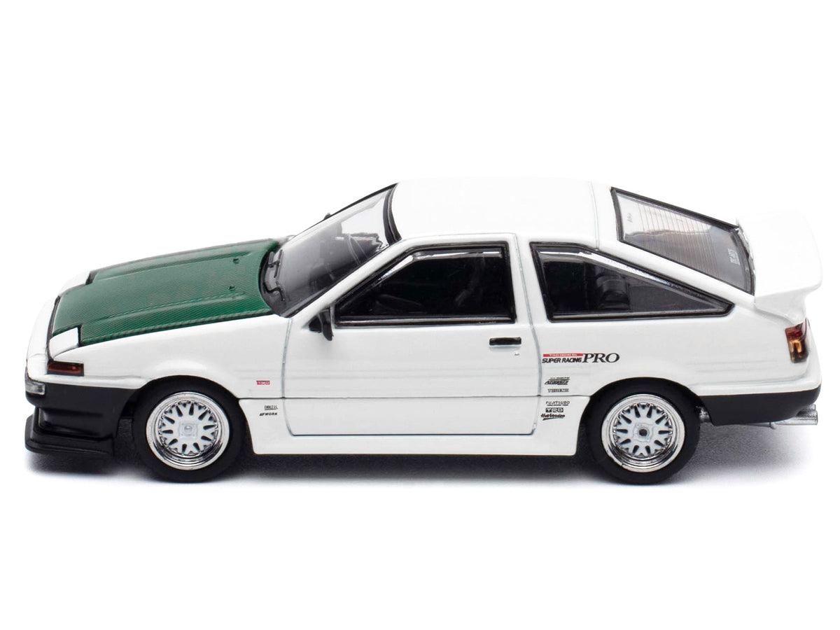 Toyota Sprinter Trueno RHD White with Green Carbon Hood 1/64 Diecast