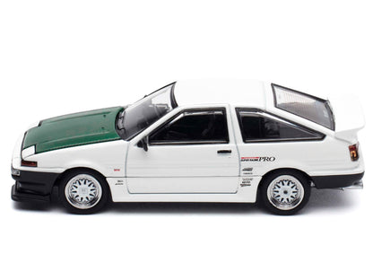 Toyota Sprinter Trueno RHD White with Green Carbon Hood 1/64 Diecast