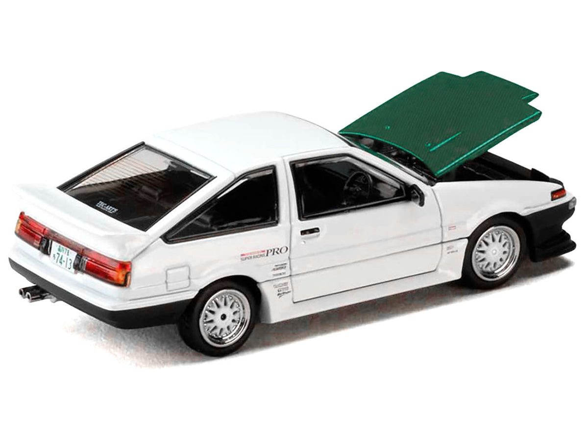 Toyota Sprinter Trueno RHD White with Green Carbon Hood 1/64 Diecast