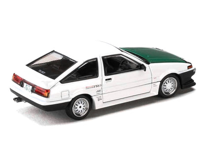 Toyota Sprinter Trueno RHD White with Green Carbon Hood 1/64 Diecast