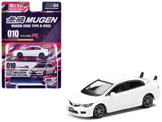 Honda Mugen Civic Type R (FD2) RHD (Right Hand Drive) Championship White "JDM64" Series 1/64 T&y Diecast Model Car by Hobby Japan
