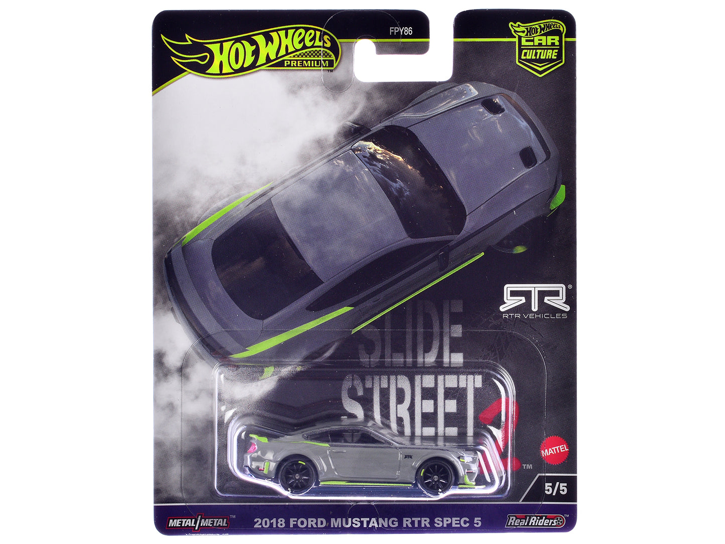 Hot Wheels 2018 Ford Mustang RTR Spec 5 Gray "Slide Street 2" Series Diecast Model Car by <h2>2018 Wheels</h2> <p>High-quality perfect for collectors and enthusiasts. Features detailed interior exteri