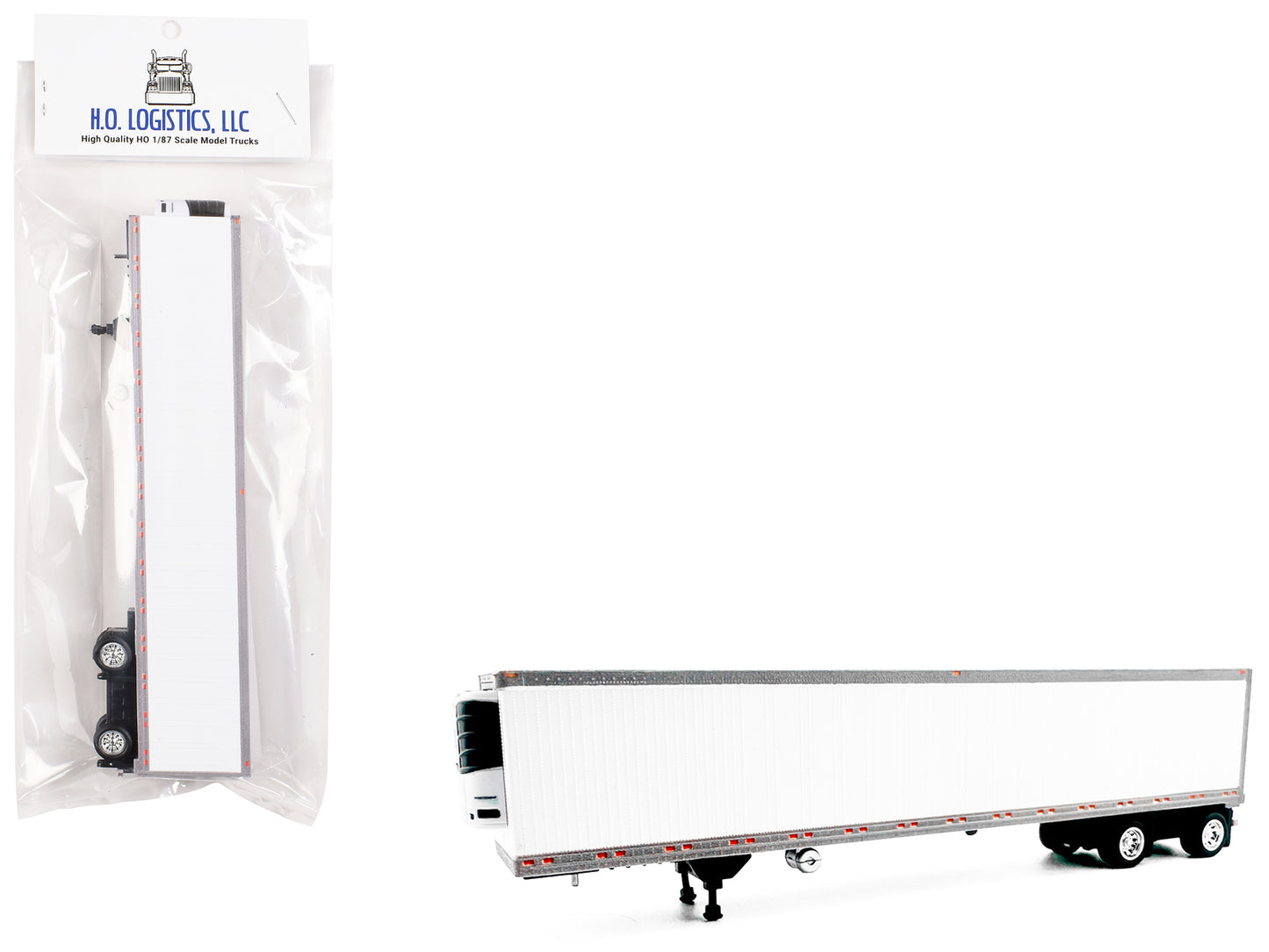 53' Spread Axle Refrigerated Trailer White 1/87 (HO) Plastic Model Car by HO Logistics