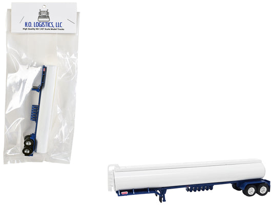 Tanker Trailer White & Blue 1/87 (HO) Scale Plastic Model by HO Logistics