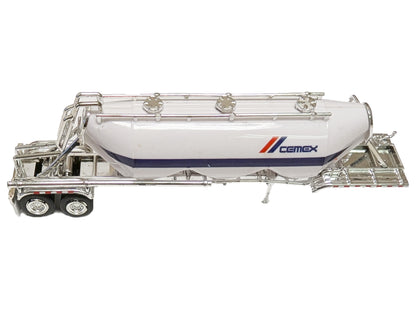 Peterbilt 367 Truck Tractor with Day Cab White and Articulated Tank Trailer "Cemex" White with Blue Stripes Combo Set 1/87 (HO) Plastic Model Car by HO Logistics