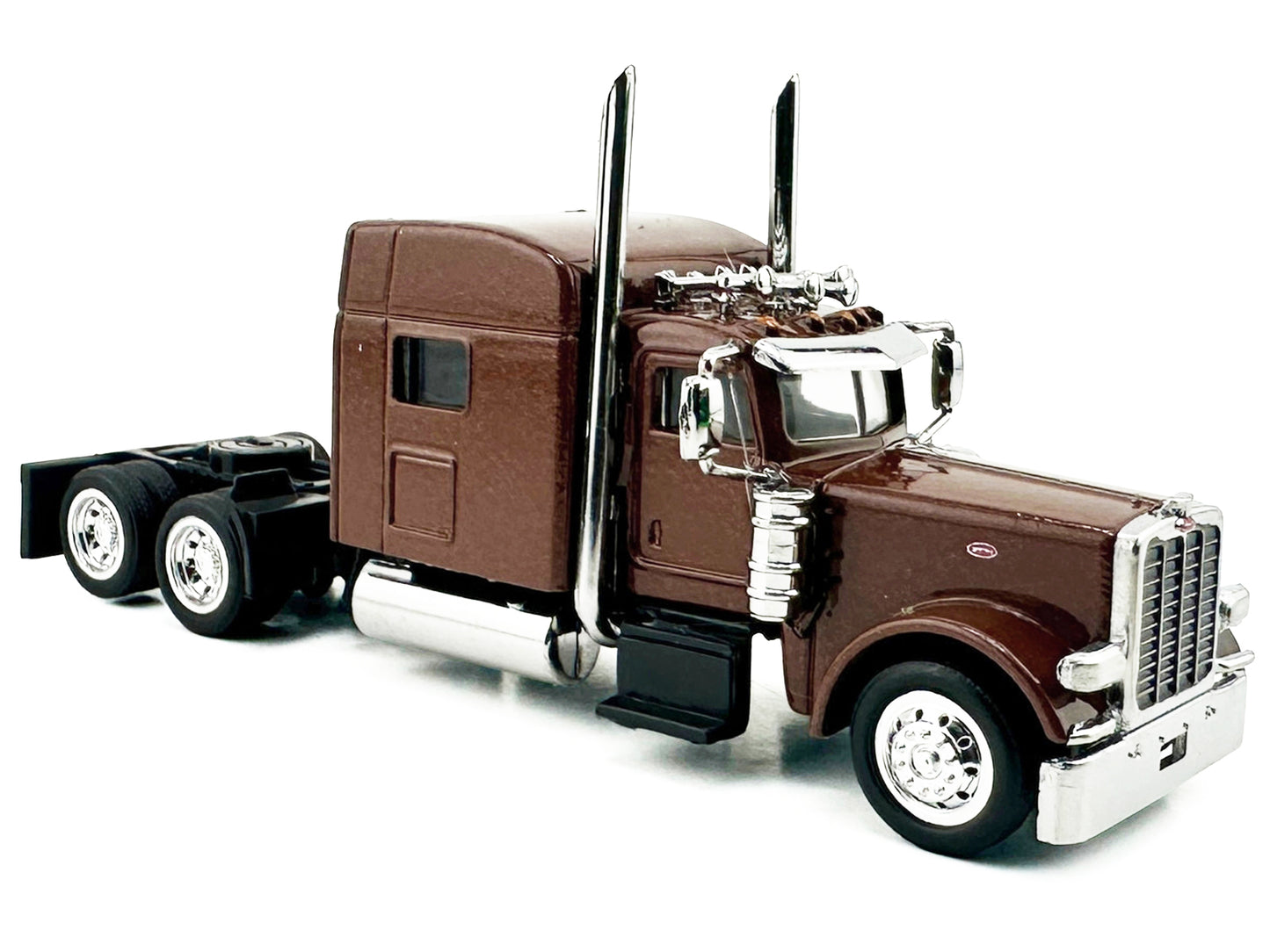 Peterbilt 389 Truck Tractor with Sleeper Cab Brown Metallic 1/87 (HO) Scale Plastic Model Car by HO Logistics T&y