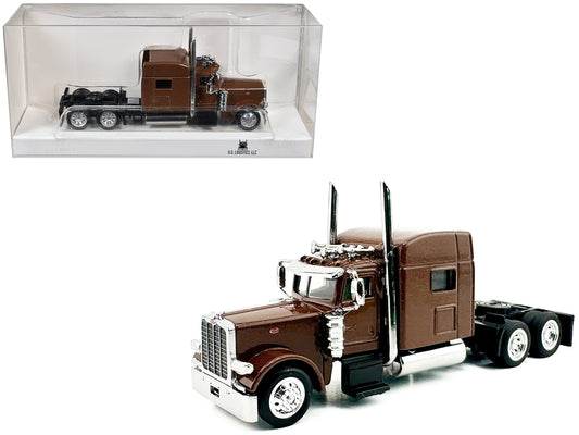 Peterbilt 389 Truck Tractor with Sleeper Cab Brown Metallic 1/87 (HO) Scale Plastic Model Car by HO Logistics T&y
