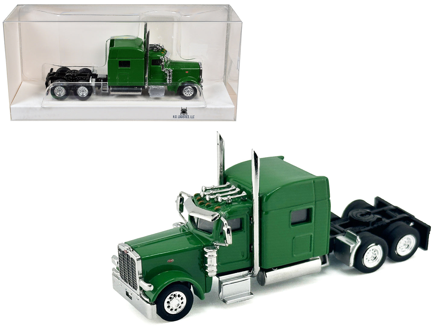 Peterbilt 389 Truck Tractor with Sleeper Cab Green 1/87 (HO) Scale Plastic Model Car by HO Logistics