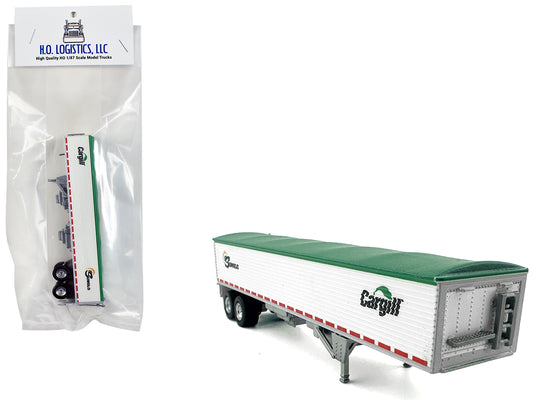 Covered Grain Trailer White with Green Tarp "SunGlo - Cargill" 1/87 (HO) Plastic Model Car by HO Logistics T&y