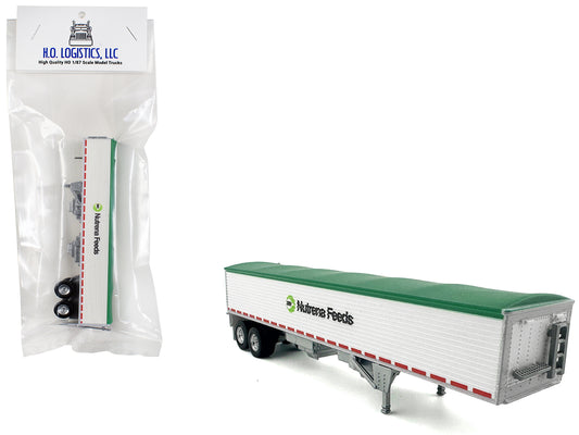Covered Grain Trailer White with Green Tarp "Nutrena Feeds" 1/87 (HO) Plastic Model Car by HO Logistics T&y