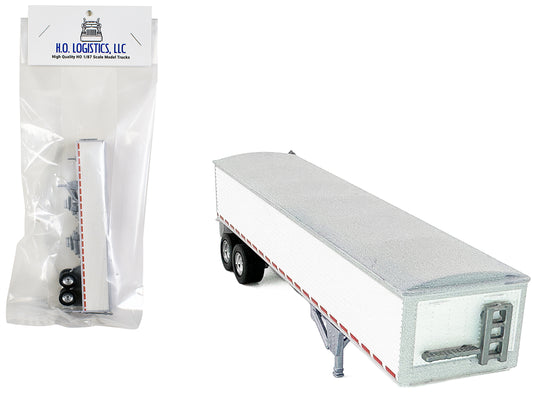 Covered Grain Trailer White with Silver Tarp 1/87 (HO) Plastic Model Car by HO Logistics T&y