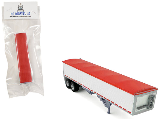 Covered Grain Trailer White with Red Tarp 1/87 (HO) Plastic Model Car by HO Logistics T&y