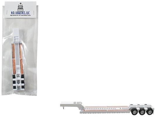 Low Boy Flatbed Trailer White 1/87 (HO) Plastic Model Car by HO Logistics T&y