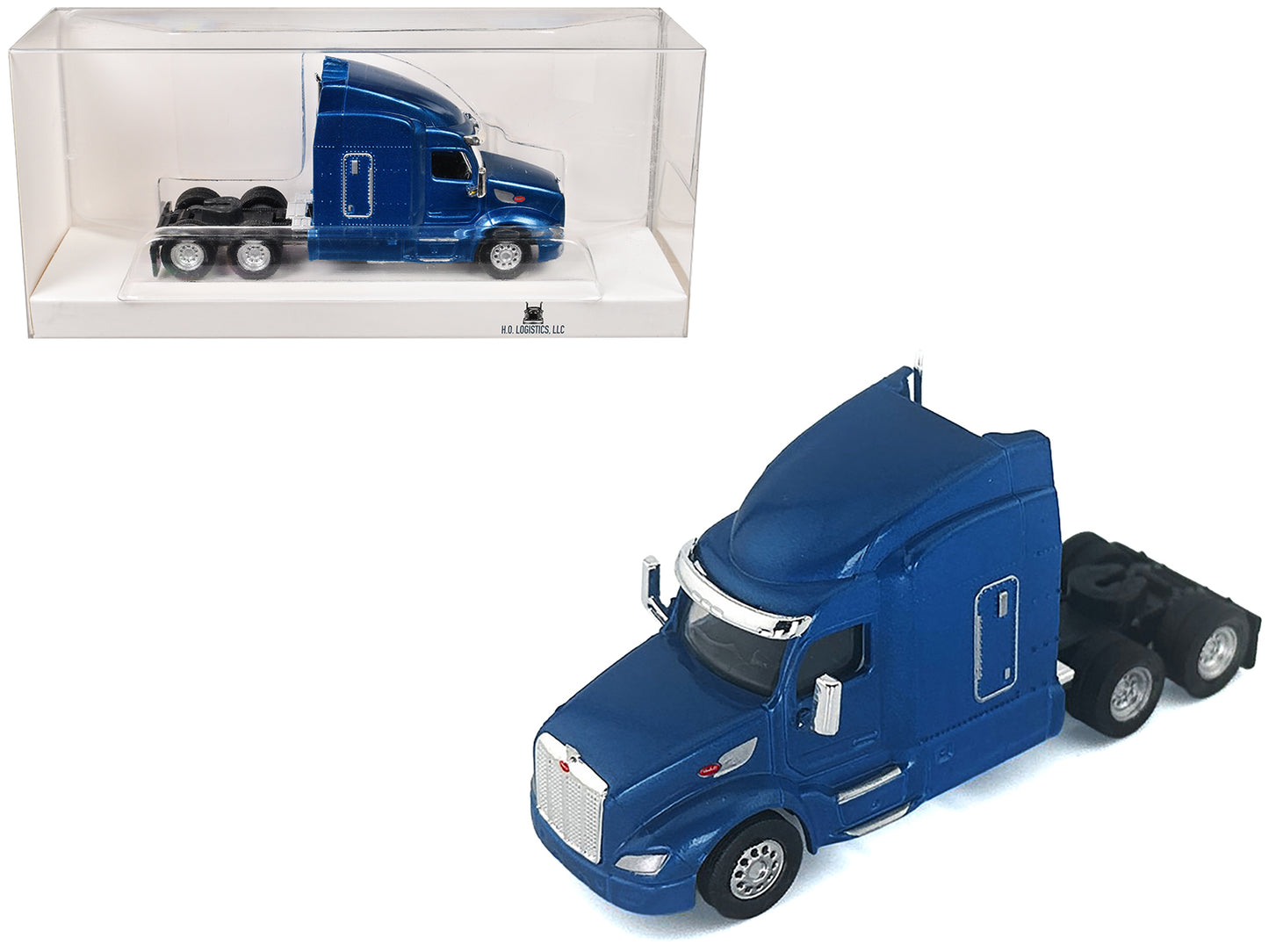Peterbilt 579 Sleeper Cab Blue Metallic 1/87 (HO) Plastic Model Car by HO Logistics T&y