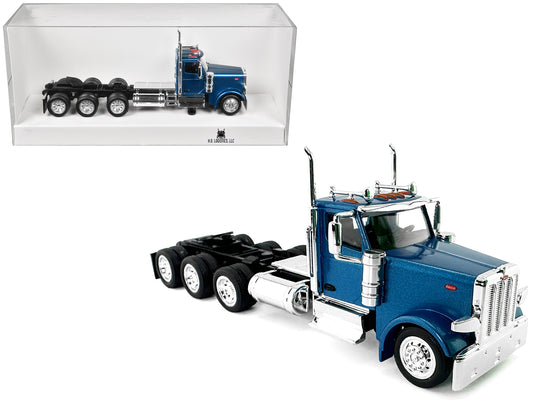 Peterbilt 589 3-Axel Day Cab Blue Metallic 1/87 (HO) Plastic Model Car by HO Logistics T&y
