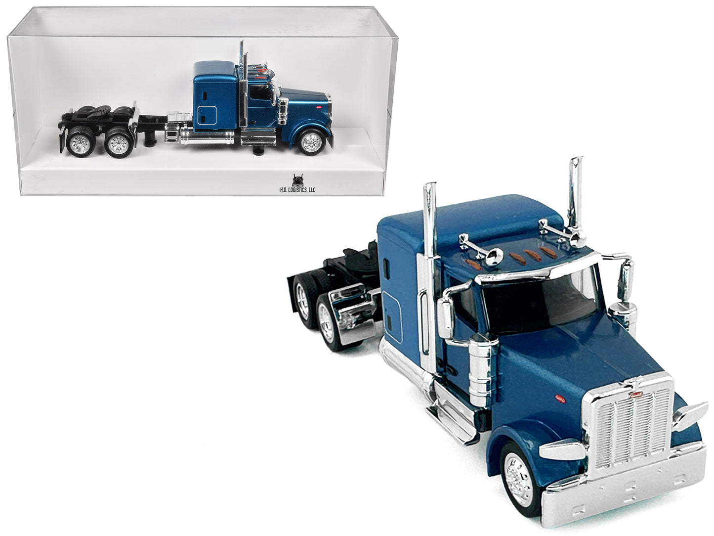 Peterbilt 589 Truck with 72 Inch Sleeper Blue Metallic 1/87 (HO) Plastic Model Car by HO Logistics T&y