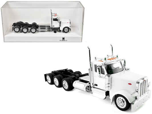 Peterbilt 589 3-Axel Day Cab White 1/87 (HO) Plastic Model Car by HO Logistics T&y