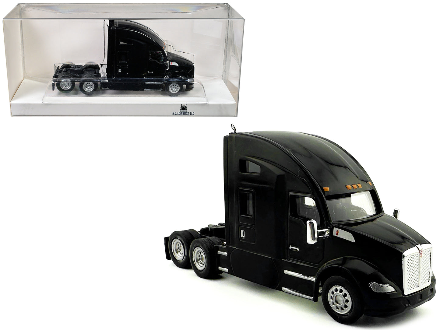 Kenworth T680 Sleeper Cab Black 1/87 (HO) Plastic Model Car by HO Logistics T&y