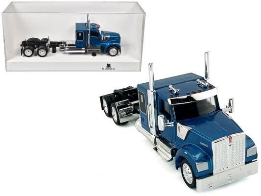 Kenworth W990 with Flat Top Sleeper Cab Blue Metallic 1/87 (HO) Plastic Model Car by HO Logistics T&y