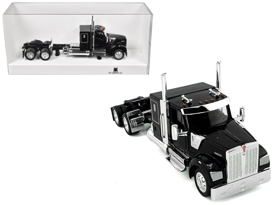 Kenworth W990 with Flat Top Sleeper Cab Black 1/87 (HO) Plastic Model Car by HO Logistics T&y