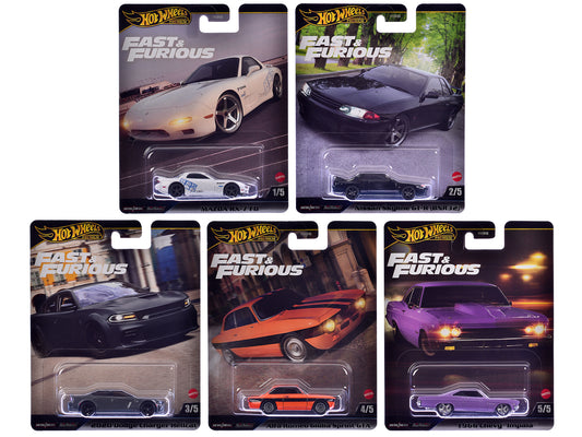 "Fast & Furious" 2025 5 piece Set K T&y Diecast Model Cars by Hot Wheels