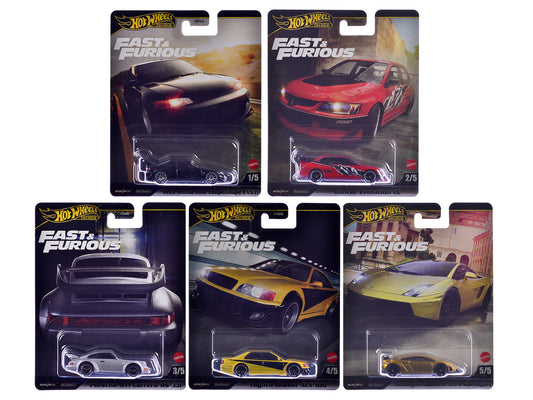 "Fast & Furious" 2025 5 piece Set M T&y Diecast Model Cars by Hot Wheels