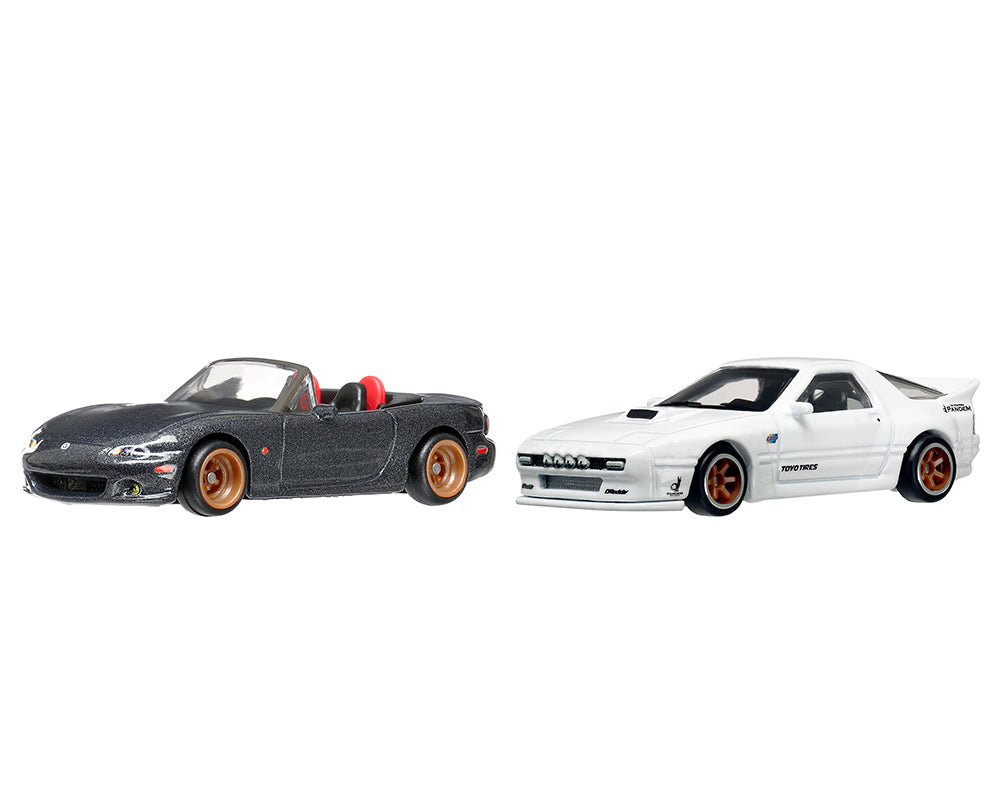 Hot Wheels Mazda Mazdaspeed Miata Gray Metallic and RX7 FC Pandem White "Car Culture" Set of 2 Cars Diecast Model by <h2>Mazda Wheels</h2> <p>High-quality car perfect for collectors enthusiasts. Featu