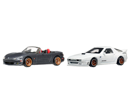 Hot Wheels Mazda Mazdaspeed Miata Gray Metallic and RX7 FC Pandem White "Car Culture" Set of 2 Cars Diecast Model by <h2>Mazda Wheels</h2> <p>High-quality car perfect for collectors enthusiasts. Featu