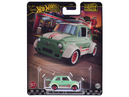 Hot Wheels 1960's Fiat 500 D Modificado Light Green with Stripes "Boulevard" Series Diecast Model Car by <h2>1960's Wheels</h2> <p>High-quality perfect for collectors and enthusiasts. Features detaile
