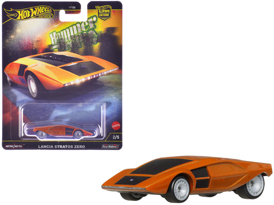 Lancia Stratos Zero Concept Car Orange Metallic "Hammer Drop" Series T&y Diecast Model Car by Hot Wheels