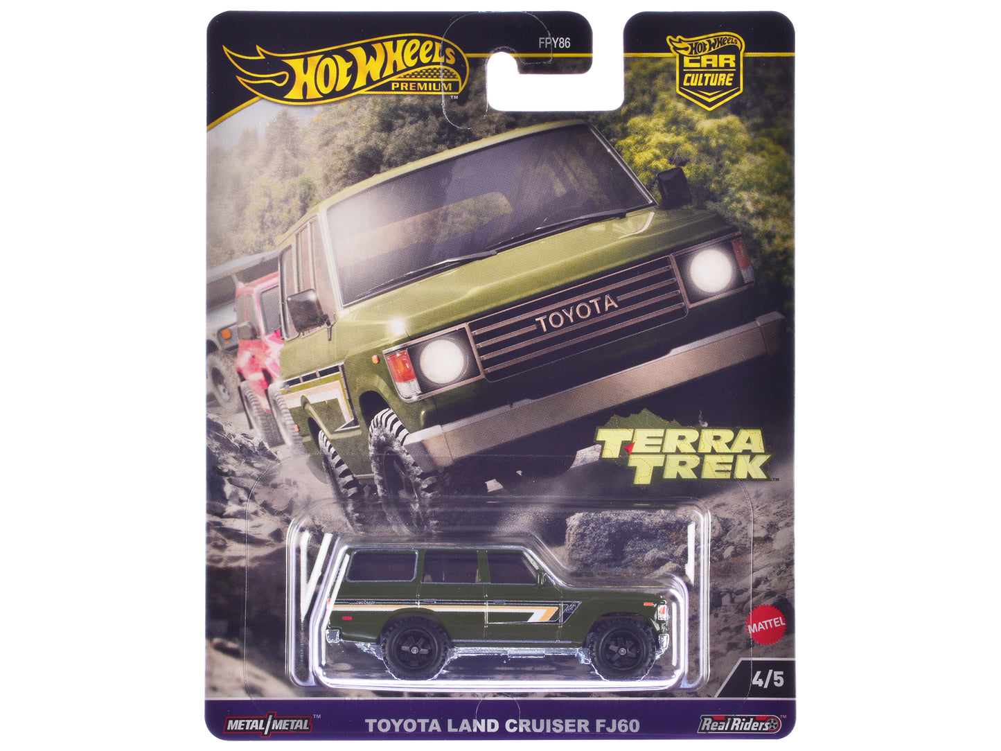 Hot Wheels Toyota Land Cruiser FJ60 Green with Stripes "Terra Trek" Series Diecast Model Car by <h2>Toyota Wheels</h2> <p>High-quality perfect for collectors and enthusiasts. Features detailed interio