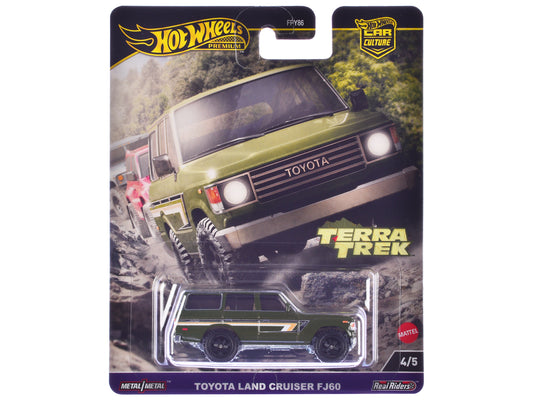 T&yota Land Cruiser FJ60 Green with Stripes "Terra Trek" Series T&y Diecast Model Car by Hot Wheels
