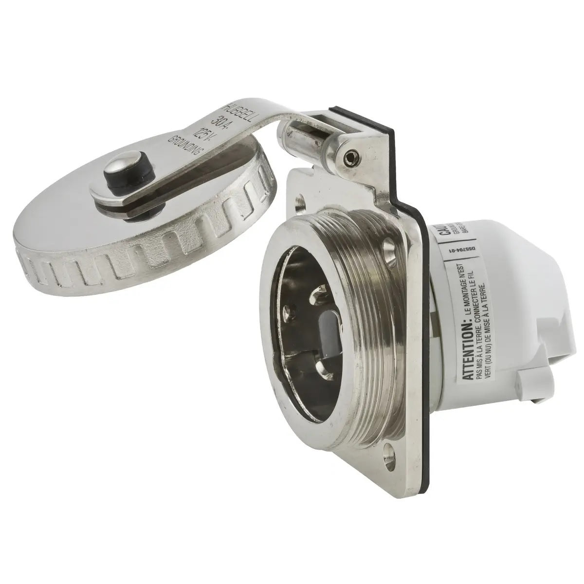 Hubbell HBL303SS 30A Wtron Inlet Round Stainless Steel
