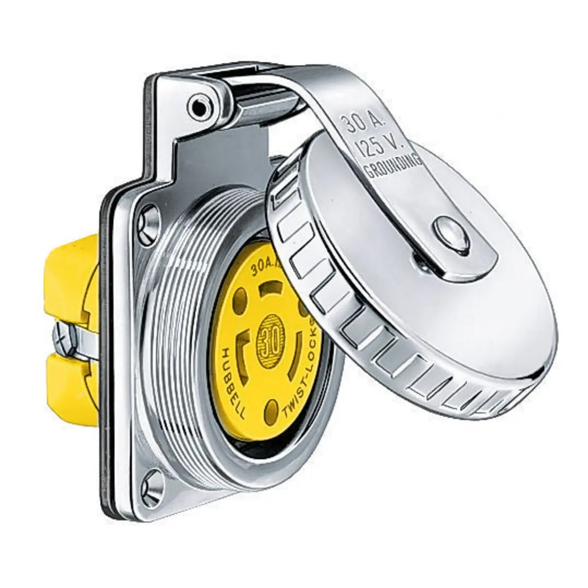 Hubbell HBL303SSO 30A Wtron Outlet Traditional Round Stainless