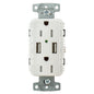 Hubbell USB15A5W White Outlet Dual 15 Amp 125v Wtron 2-Pole and Dual 5 Amp 5v USB Ports