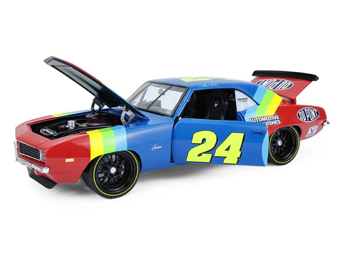 1969 Chevrolet Camaro #24 Jeff Gordon Blue and Red Rainbow Stripes 1/18 Diecast