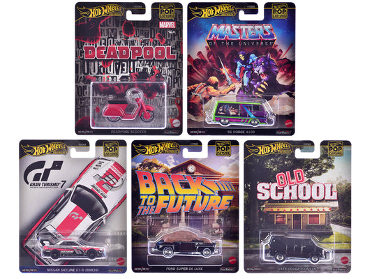 "Pop Culture 2025" 5 piece Set J "Premium Series" T&y Diecast Model Cars by Hot Wheels