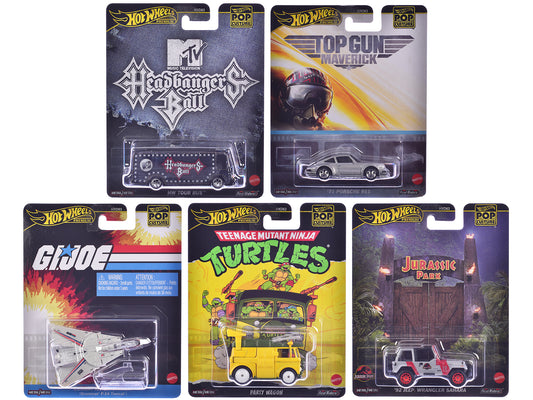 "Pop Culture 2025" 5 piece Set K "Premium Series" T&y Diecast Model Cars by Hot Wheels