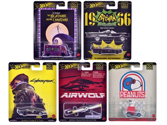 "Pop Culture 2025" 5 piece Set M "Premium Series" T&y Diecast Model Cars by Hot Wheels