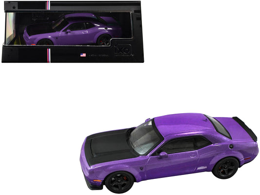 2018 Dodge Challenger SRT Demon Plum Crazy Metallic with Matt Black Hood 1/43 T&y Diecast Model Car by IXO Models