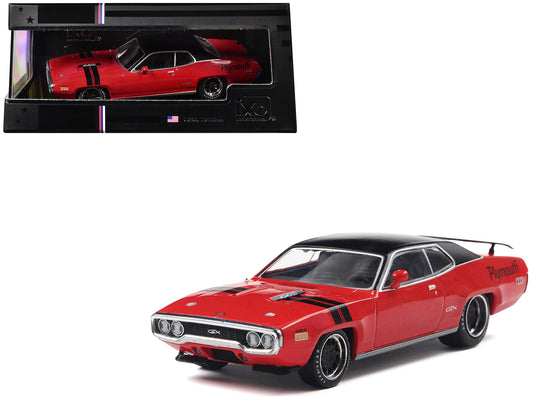 1971 Plymouth GTX Rally Red with Black Top and Stripes 1/43 T&y Diecast Model by IXO Models