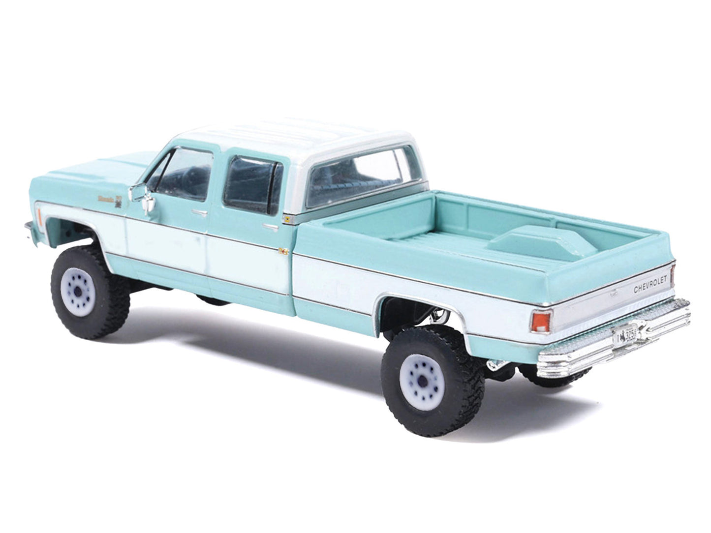 1978 Chevrolet Silverado K30 Crew Cab Pickup Truck Light Blue and White with Blue Interior 1/64 T&y Diecast Model by IXO Models