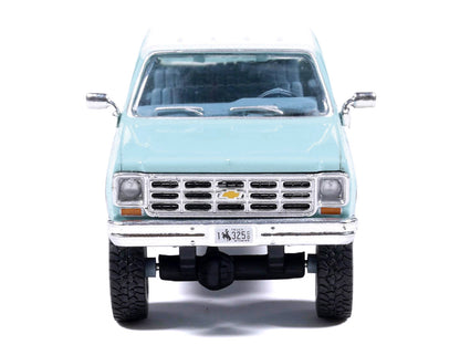 1978 Chevrolet Silverado K30 Crew Cab Pickup Truck Light Blue and White with Blue Interior 1/64 T&y Diecast Model by IXO Models