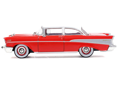 1957 Chevrolet Bel Air Red with White Top and Red Interior 1/64 T&y Diecast Model by IXO Models