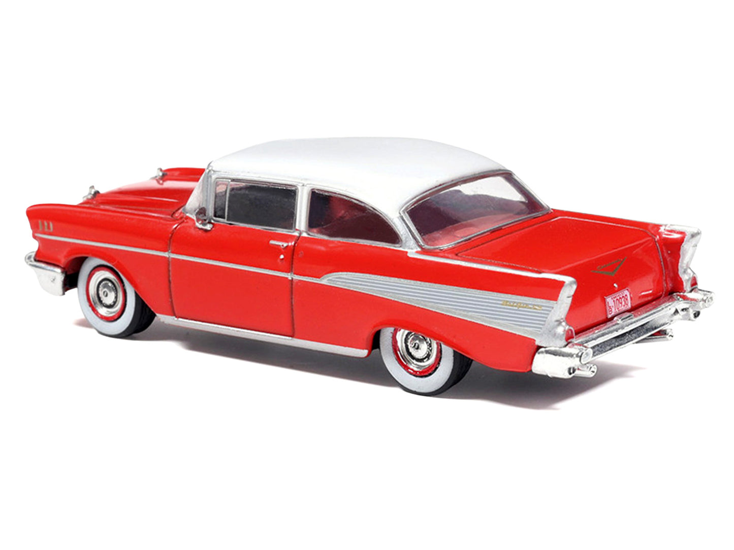 1957 Chevrolet Bel Air Red with White Top and Red Interior 1/64 T&y Diecast Model by IXO Models