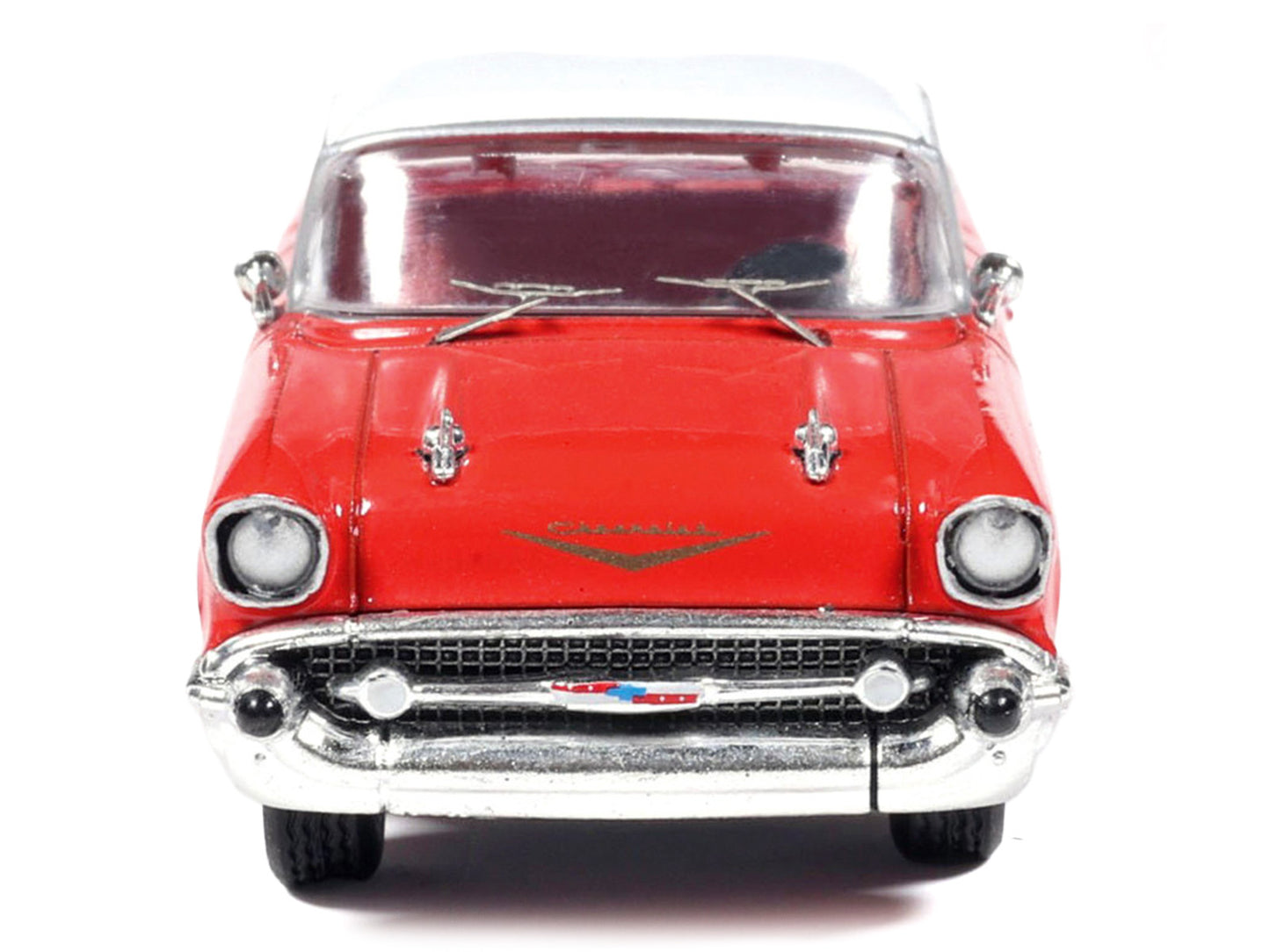 1957 Chevrolet Bel Air Red with White Top and Red Interior 1/64 T&y Diecast Model by IXO Models