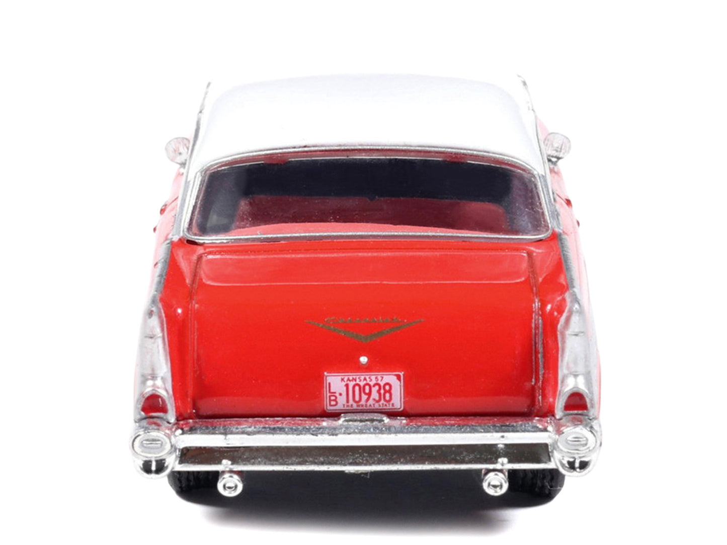 1957 Chevrolet Bel Air Red with White Top and Red Interior 1/64 T&y Diecast Model by IXO Models