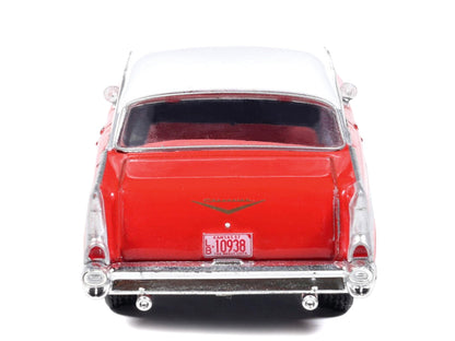 1957 Chevrolet Bel Air Red with White Top and Red Interior 1/64 T&y Diecast Model by IXO Models