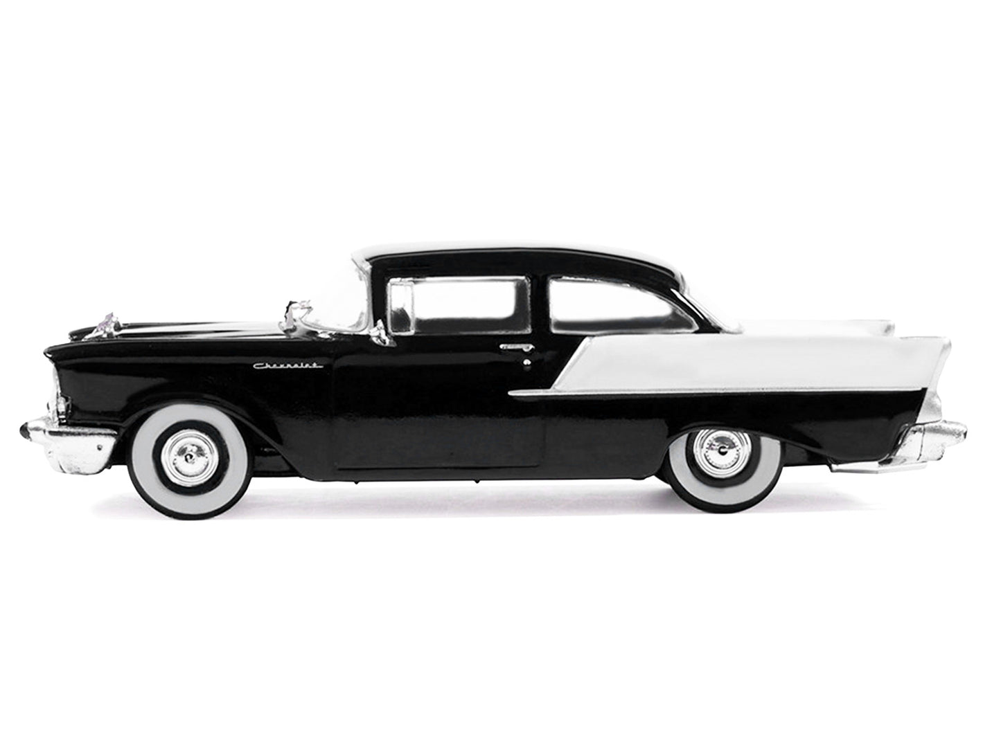 1957 Chevrolet One-Fifty Sedan Black and White 1/64 Diecast Model Car by IXO Models