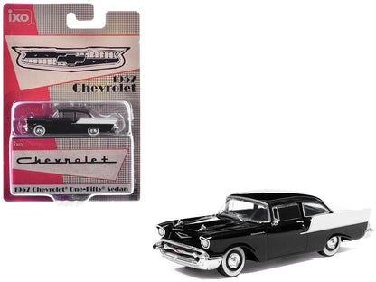 1957 Chevrolet One-Fifty Sedan Black and White 1/64 Diecast Model Car by IXO Models